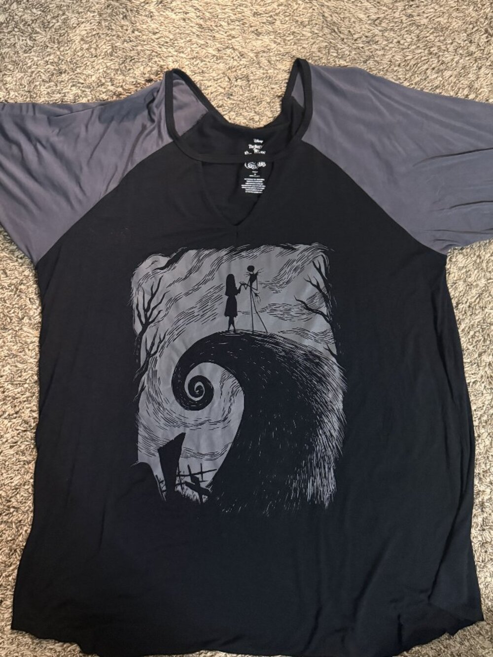 Torrid Disney Nightmare Before Christmas Jack Sally Raglan Cut Out Size 3
